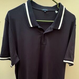 Patrick Assaraf Men’s Navy Blue Polo Shirt with White Trim